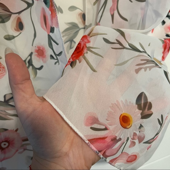 Floral Open Robe Coverup Top - Picture 6 of 13